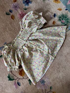 DÔEN.  Liberty Floral Smocked  Top in Yellow Pink Green